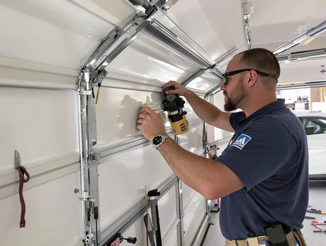 Concord Garage Door Repair technician quieting a noisy garage door in Concord